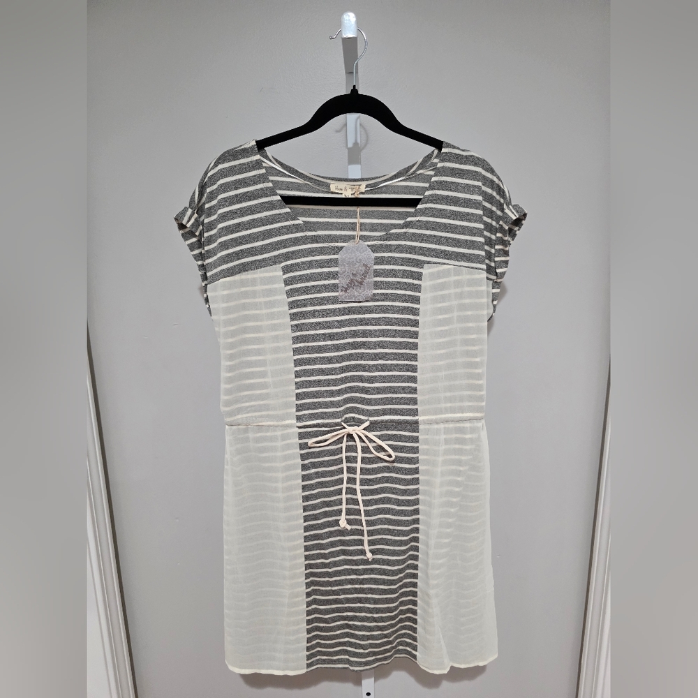 *NWT* Hem & Thread Gray and Cream Striped Dress